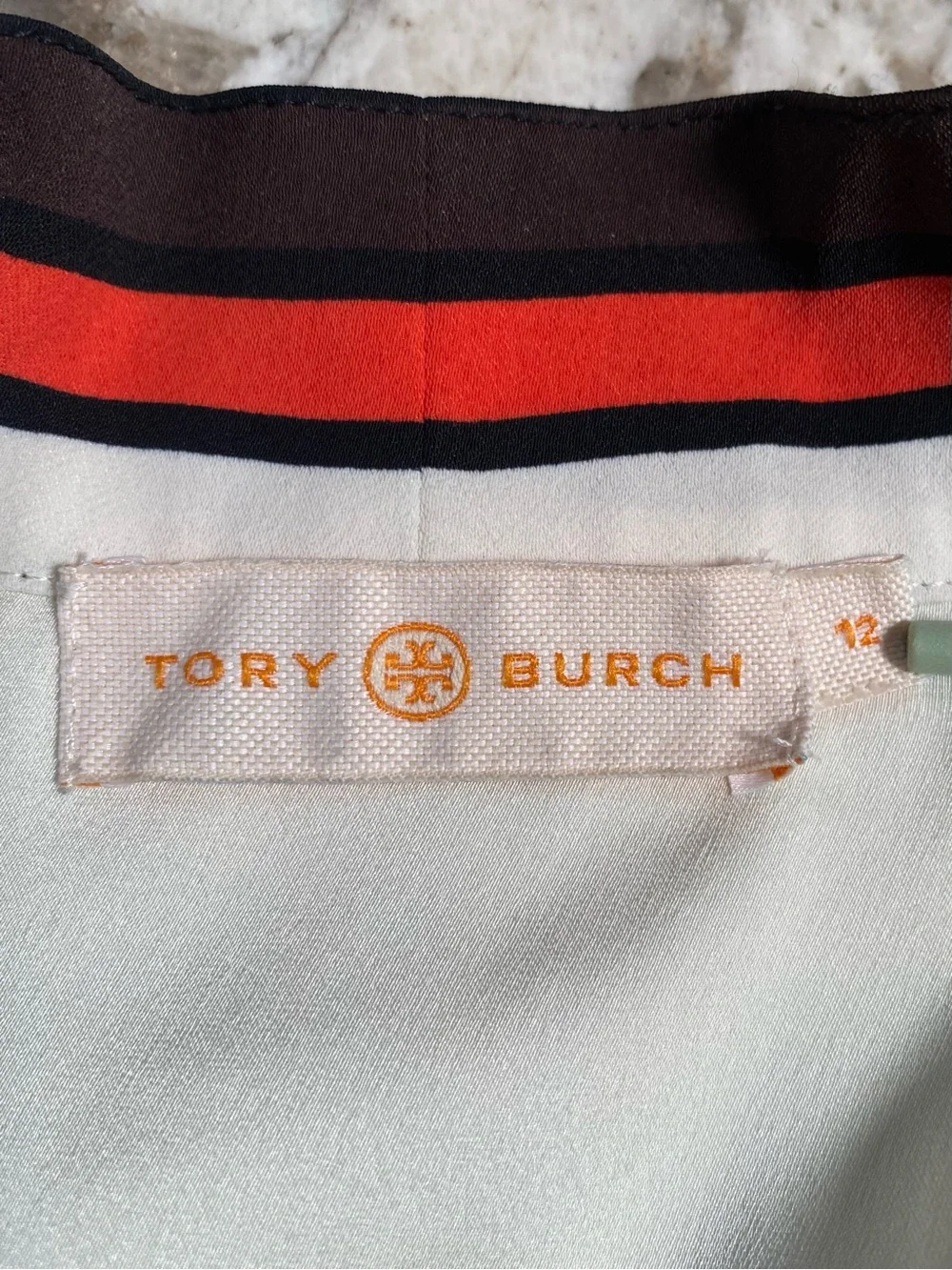 Tory Burch Embroidered Shell Contrast Bow Top Size 12 Ivory Floral